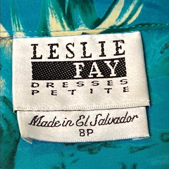 VNTG Leslie Fay Green Long Sleeve Notched Collar Button Down Midi Dress - Picture 2 of 7